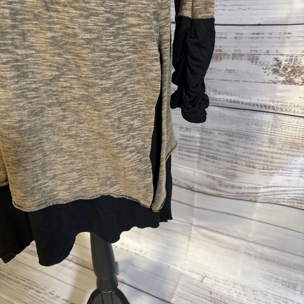 Yak N Yeti Brown & Black Crepe Textured Long Sleeve Lagenook Top Women's Size L - Picture 3 of 8